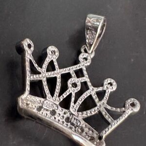 .925 Silver Crown Pendant with Crystal Accents